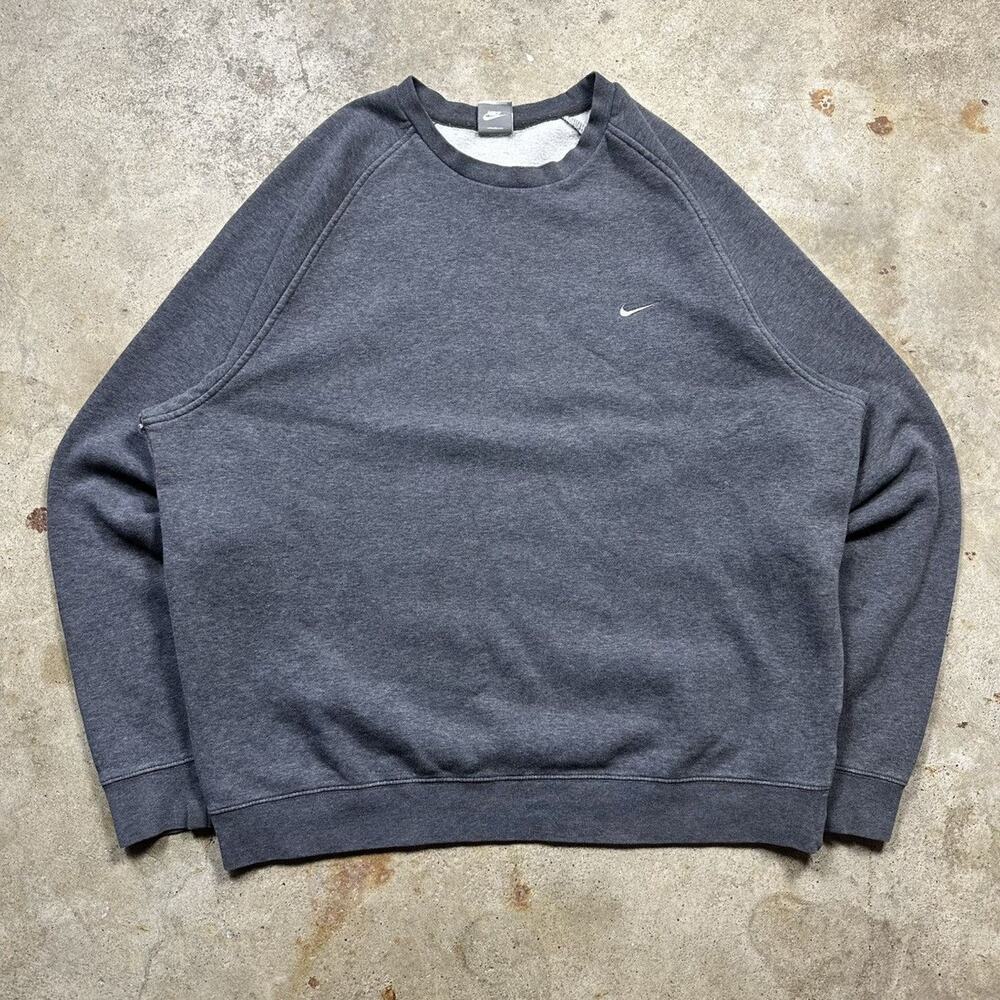 Vintage Y2K Dark Grey Graphite Nike Crewneck Sweatshirt Size XL